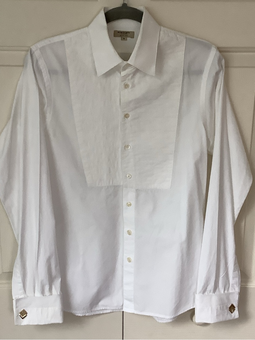 Burberry Slim Fit Cotton Tuxedo White Men's Dress Shirt. Party or Wedding.